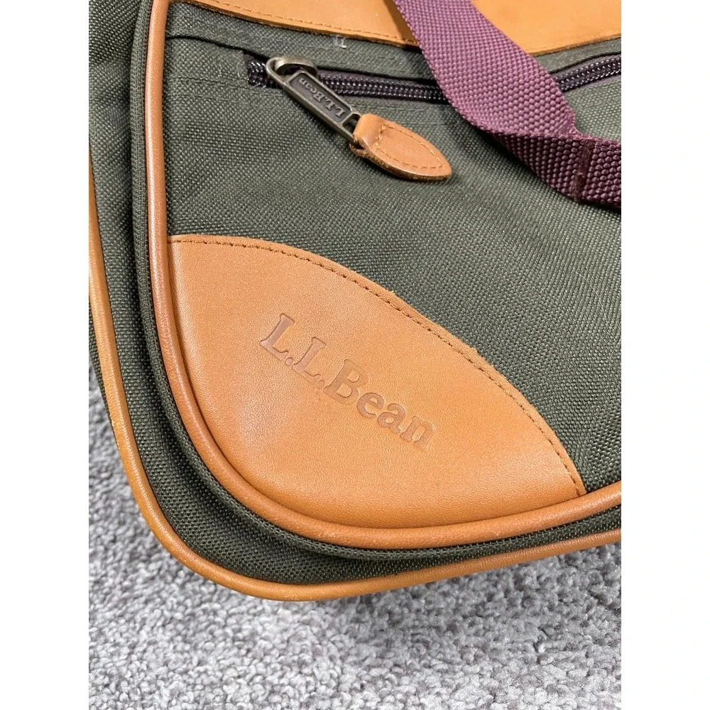 LL Bean Sportmans Accessory Bag Duffel Crossbody Canvas Leather Classic Travel